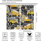 Kids Construction Excavator Window Curtains, Yellow Excavator Transporter Truck Cartoon Vehicles Rod Pocket Decorative Window Curtain for Children Teens Room 72x63in (30% Blackout)