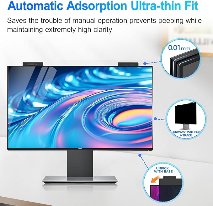 2Pack Magnetic 24 Inch Privacy Screen for Computer Monitor 16:9 Aspect Ratio, Hanging Removable Anti-Blue/Glare Protector Film, Anti Spy Desktop Security Private Filter 24in