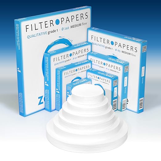 Filter Paper 12.5cm Lab Qualitative Filter Paper for Chemistry, Standard Qualitative Grade 1-Medium Flow 125mm(100 Discs)