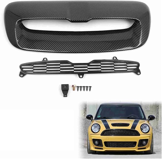 Car Bonnet Scoop Air Vent Intake Replacement Compatible For BMW And Mini R56 2007-2013 51132756095 51132757694 51232752275 Car Accessories(Carbon look)