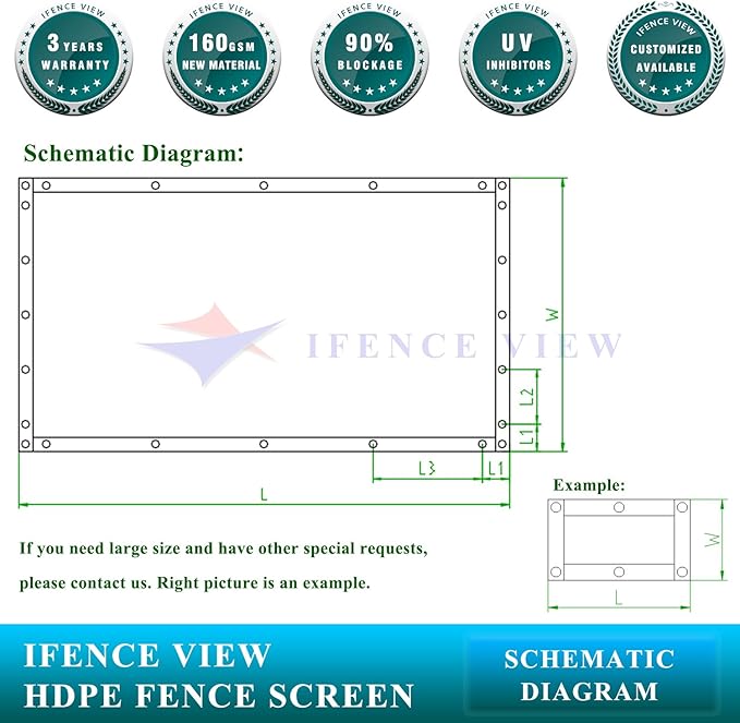 Ifenceview 6'x3' to 6'x50' Brown Shade Cloth/Fence Privacy Screen Fabric Mesh Net for Construction Site, Yard, Driveway, Garden, Railing, Canopy, Awning 160 GSM UV Protection (6' x 8')