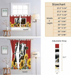 Cows Sunflowers Bedroom Curtains 63 Inch Length, Window Curtains Tab Top, Spring Botanical Floral Bees Red Barn Light Filtering Window Treatments Drapes 42"x63" 2 Panel