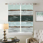 Blue Teal Living Room Curtains 84 Inch Length, Window Curtains Tab Top, Vintage Wooden Retro Art Farmhouse Barns Light Filtering Window Treatments Drapes 42"x84" 2 Panel