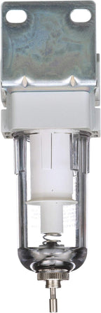 PneumaticPlus SAF200-N02B Miniature Compressed Air Particulate Filter 1/4" NPT - Poly Bowl, Manual Drain, Bracket