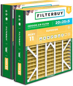 Filterbuy 20x25x5 Air Filter MERV 11 Superior Pet & Allergy Defense (2-Pack), Pleated HVAC AC Furnace Filters for Trion Air Bear, Generalaire, Skuttle, and More (Actual Size: 19.63 x 24.13 x 4.88)