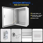 Outdoor Electrical Junction Box, 20 x 16x8'' NEMA 4X Enclosure Box, Wall Mounted IP66 Waterproof & Dustproof Lockable Metal Junction Box