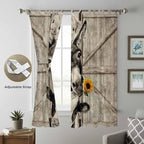 Funny Farm Animals Living Room Curtains 84 Inch Length, Window Curtains Tab Top, Vintage Barn Brown Sunflowers Light Filtering Window Treatments Drapes 52"x84" 2 Panel