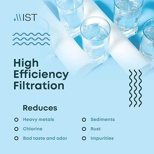 Mist Countertop Water Filter, 5-Stage Water Filtration System Countertop Technology, 8000 Gallon Capacity, Stainless Steel, Reduces Heavy Metals, Chlorine, Bad Taste & Odor (1 Filter Included)