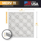 BNX TruFilter 16x16x1 Air Filter MERV 11 (6-Pack) - MADE IN USA - Allergen Defense Electrostatic Pleated Air Conditioner HVAC AC Furnace Filters for Allergies, Dust, Pet, Smoke, Allergy MPR 1200 FPR 7