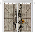 Funny Farm Animals Bathroom Curtains 63 Inch Length, Window Curtains Tab Top, Vintage Barn Brown Sunflowers Light Filtering Window Treatments Drapes 52"x63" 2 Panel