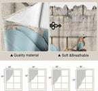 Teal Blue Tulips Swag Valances for Windows, Spring Floral Barn Doors Vintage Wood Beige Rod Pocket Kitchen Curtains Valance, Kitchen Window Curtains Swag for Cafe Living Room, 2 Panels, 36x45 inch