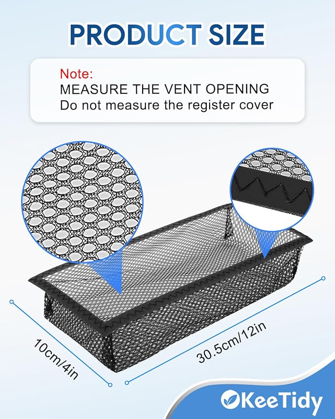 Floor Vent Screen Net, 4" x 12" Air Vent Screen Filter Mesh Catches Toys Snacks Pet Hair and Pet Food, Keeps Bugs Out for Home, 6 Pack