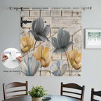 Spring Tulips Flower Bedroom Curtains 72 Inch Length, Window Curtains Tab Top, Vintage Floral Barn Doors Rustic Beige Light Filtering Window Treatments Drapes 52"x72" 2 Panel