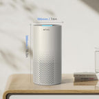 Afloia Air Purifier for Home Bedroom Large Room Up to 1076 Ft², 3-Stage Filter Air Purifiers for Bedroom, Remove Dander Pets Hair Pollen Mold Smoke, 7 Colors Light, Kilo Grey