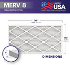 BNX TruFilter 16x30x1 Air Filter MERV 8 (4-Pack) - MADE IN USA – Dust & Pet Defense Electrostatic Pleated Air Conditioner HVAC AC Furnace Filters for Dust, Pet, Mold, Pollen MPR 600 – 700 & FPR 5