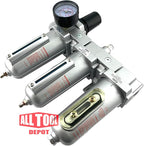 3 STAGE, HEAVY DUTY INDUSTRIAL GRADE FILTER REGULATOR COALESCING DESICCANT DRYER SYSTEM FOR COMPRESSED AIR LINE, METAL BOWLS, GREAT FOR PAINT SPRAY AND PLASMA CUTTER W/ELEMENTS(3/4"NPT, MANUAL DRAIN)
