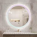 Round LED Bathroom Mirror, Wall Mounted Mirror with Demister Pad 3 Dimmable Color, Backlit Makeup Mirror, for Bathroom, Vanity, Bedroom(90cm/35.4in)