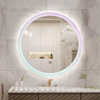 Round LED Bathroom Mirror, Wall Mounted Mirror with Demister Pad 3 Dimmable Color, Backlit Makeup Mirror, for Bathroom, Vanity, Bedroom(80cm/31.5in)