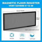 4 Packs Floor Register Vent Cover, 7"x13" Sticky Air Vent Screen Mesh Covers with Non-Magnetic Adhesive PET Gel - Securely Attaches to Plastic, Wood, Stone & More (Black)