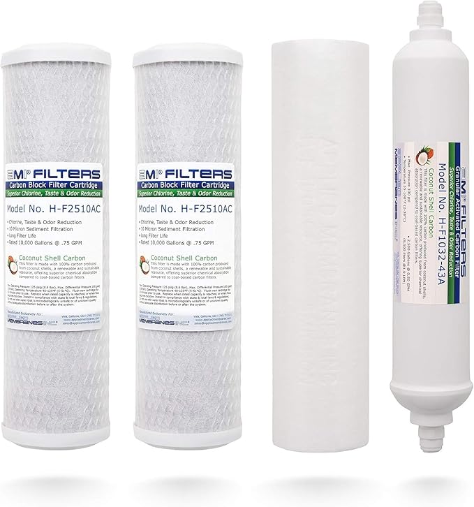 Applied Membranes Inc. | Reverse Osmosis Filter Replacement For 5 Stage Reverse Osmosis Water Filtration Systems (100 GPD, Pre & Post Filters Set - 1 Year Supply)