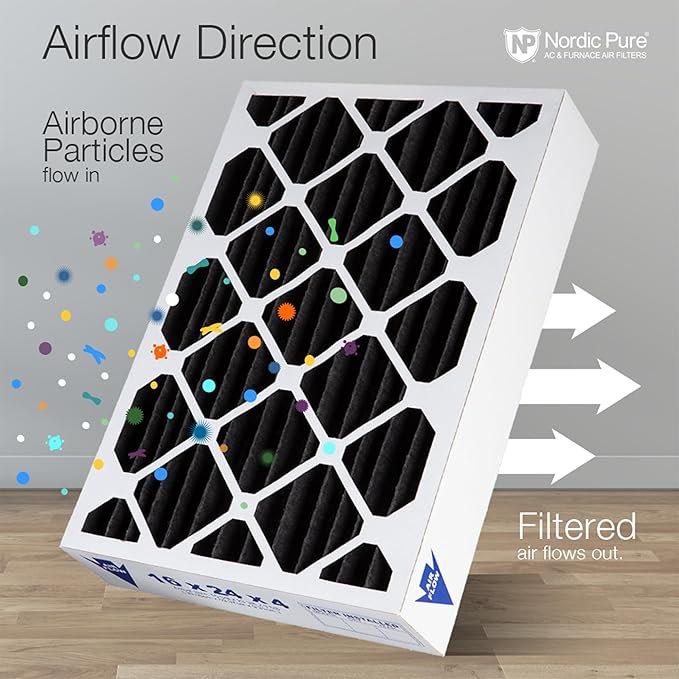 Nordic Pure 20x25x4 (Actual Size: 19 1/2 x 24 1/2 x 3 5/8) Pure Carbon Pleated Odor Reduction Merv 8 Furnace Filter 1 Pack