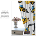 Kids Construction Equipment Window Curtains, Excavator Tractor Tow Truck Rod Pocket Decorative Windows Curtain for Children Teens Boys Girls Room Decor 52x84in (30% Blackout)