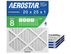 Aerostar 20x25x1 MERV 8 - 4 Count - High Efficiency Pleated HVAC, Furnace & Air Conditioner Filters - Removes Dust, Lint, Mold & Allergy-Causing Pollen