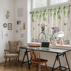 Farmhouse Spring Tier Curtains, Retro Bicycles Flowers Vines Butterfly Light Filtering Kitchen Curtains, 2Pcs Rod Pocket Half Window Treatments Panels for Sink Cafe Cabinet Basement 27.5x45 Inches