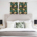 2 Panel Kitchen Cafe Curtains, Retro Desert Camel Sunlight Filtering Nature Air Through, Home Decor Window Covering Tier Curtains for Bedroom Living Room Tropical Animal Aloe Vera Leaves Dark Green