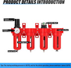 3/8" NPT Industrial Grade 4 Stage Aluminum Air Drying System, Coalescing Filter, Double Particulate Filter, Desiccant Dryer and Air Regulator,Manual Drain For Plasma Cutter and Paint Spray