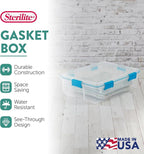 Sterilite 4-Pack Gasket Box, Home Storage Organizer Bins with Lids, 37 Quart – Stackable Clear Plastic Containers for Bedroom, Bathroom, Garage, Basement, or Attic