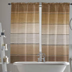 Vintage Brown Gradient Wood Grain Window Valance Curtains, Farmhouse Wood Barn Light Filtering Kitchen Valance with 3-inch Rod Pocket for Living Room Bathroom Bedroom,2 Panel,52x72In