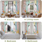 Easter Window Curtains 72 Inch Long 2 Panel Set, Rod Pocket Long Curtains & Drapes, Spring Colorful Bunny Eggs Flower Wood Grain Light Filtering Window Treatment for Bedroom Living Room 52"W x 72"L