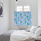 2 Panel Kitchen Cafe Curtains, Desert Landscape Sunlight Filtering Nature Air Through, Window Decor Tier Curtains for Living Room 104W x 63L inch Cute Camels Palm Trees Houses Leaves Blue