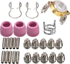 27 Pcs AG60P AG-60 Plasma Cutter Torch Consumables Kit with Roller Guide Wheel Spacer, Nozzles, Electrodes, Ceramic Cups, for Multiple Pilot Arc Plasma Cutters (SG-55/WSD-60 Compatible)