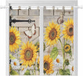 Farm Flowers Bedroom Curtains 72 Inch Length, Window Curtains Tab Top, Retro Sunflowers Barn Doors Butterfly Wood Board Light Filtering Window Treatments Drapes 52"x72" 2 Panel