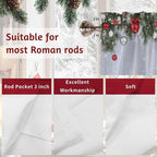 Christmas Curtain Valances for Windows, Kitchen Valance Window Treatment, Winter Xmas Balls Pine Branches Wooden Grain Light Filtering Block Curtains for Bathroom/Bedroom/Living Room 60'' x 18''