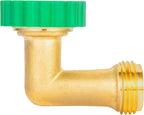 Lead-Free Brass 90°Hose Elbow Fitting,90 Degree Hose Saver Green Quick Swivel Connect Adapter,Thread Size 3/4" Connectors,Hose Protector with Water Filter 1 Pc