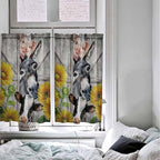 Farmhouse Kitchen Curtains 54 Inches Length, Vintage Sunflowers Animals Printed Wood Grain Window Treatment Curtain Drapes, Decorative Window Curtains for Bedroom Cafe, 52"x54", 2 Panels