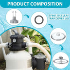SF80110-1 Leaf Trap Cover Lid with O-Rings & Valve Sand Filter Pump Seal Gasket Parts Compatible with 12 Inch Sand Filter Pump (Pump Flow Rate: 2, 100 GPH) NOT Fit for 14 & 16 Inch