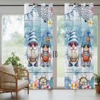 Ocean Gnome Outdoor Curtains for Patio Summer Marine Plumeria Shell Wood Blue Waterproof Outside Curtains with Grommet Top Weatherproof Curtain for Cabana Pergola Gazebo, 1 Panel, 54" W x 108" L