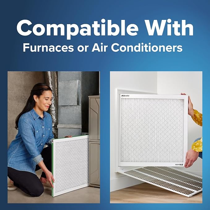 Filtrete 17x22x1 AC Furnace Air Filter, MPR 700, MERV 8, Tough on Pollen, Easy on Airflow, 3-Month Pleated 1-Inch Electrostatic Air Cleaning Filter, 4-Pack (Actual Size 16.69 x 21.69 x 0.81 in)