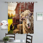 Farm Sheep Living Room Curtains 84 Inch Length, Window Curtains Tab Top, Farmhouse Barn Funny Animals Butterfly Light Filtering Window Treatments Drapes 52"x84" 2 Panel