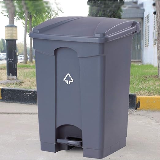 Outdoor Trash can Outdoor Sorting Trash can Large Pedal Type Waste bin with lid 11.8 Gallon Plastic Commercial Outdoor Garbage can, 4 Colors Trash Can (Size : Gris)