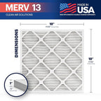 BNX TruFilter 18x18x1 Air Filter MERV 13 (6-Pack) - MADE IN USA - Electrostatic Pleated Air Conditioner HVAC AC Furnace Filters for Allergies, Pollen, Mold, Bacteria, Smoke, Allergen, MPR 1900 FPR 10