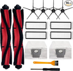 Replacement Accessories Kit Compatible With Roborock Q5 Q5+ Q5 Plus Robot Vacuum Cleaner,1 Main Brush,4 Side Brushes,4 Hepa Filters,2 Dust Bags (14 PCS)