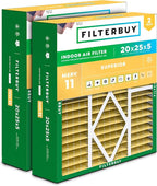 Filterbuy 20x25x5 Air Filter MERV 11 Superior Pet & Allergy Defense (2-Pack), Pleated HVAC AC Furnace Filters for Amana, Coleman, Goodman, Maytag, York, and More (Actual Size: 20.19 x 25.31 x 5.25)