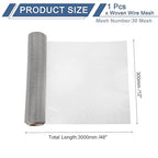 uxcell 30 Mesh 118" x 12" Woven Wire Mesh, 304 Stainless Steel Air Vent Filter Screen, Window Screen Mesh for DIY Projects Vents Cover Filtration Animals Fence