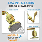 weAQUA Heavy Duty Shower Filter Family 2 PACK – 99% Removal for Hard Water, Chlorine, Fluoride, Heavy Metals, Micro-life, Organics and More (Matte Gold)