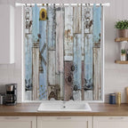 Blue Grey Wooden Living Room Curtains 96 Inch Length, Window Curtains Tab Top, Farmhouse Barn Sunflowers Retro Light Filtering Window Treatments Drapes 52"x96" 2 Panel